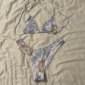 Paisley print bikini top and bottom